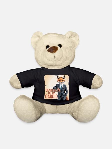 Deadlines Are My Cardio Office Fox - Teddy Bear - black