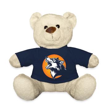Tête de loup en silhouette contrastée - Nounours - bleu marine - Devant