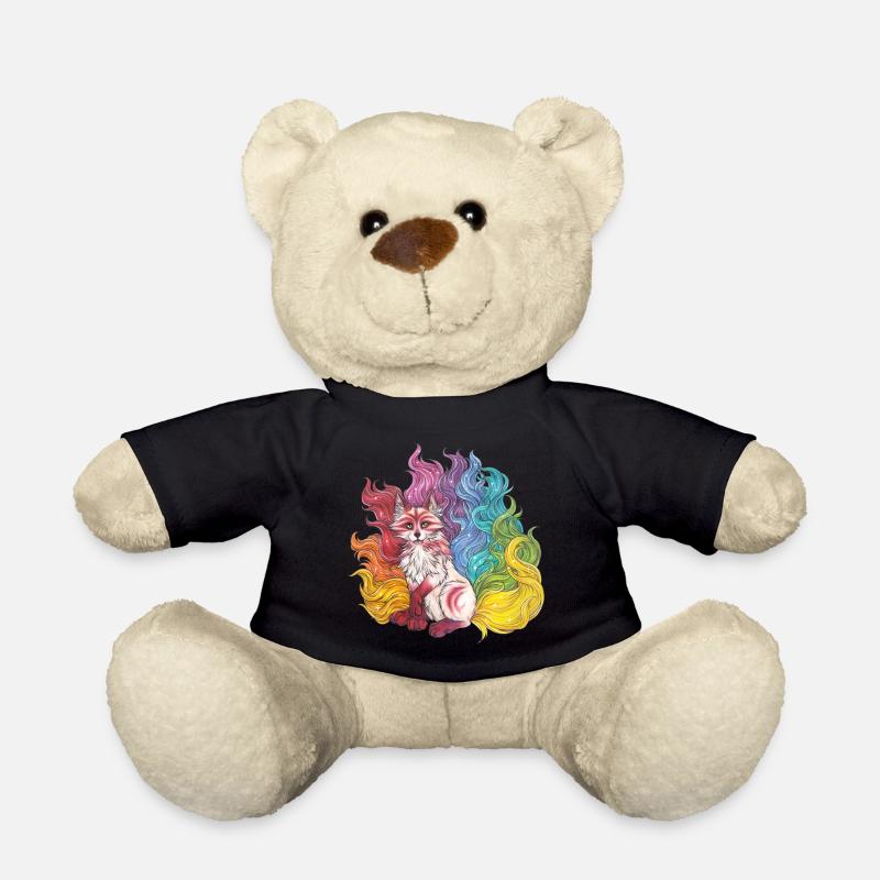 Manga Rainbow Kitsune Mythical Fox Gift - Nounours - noir