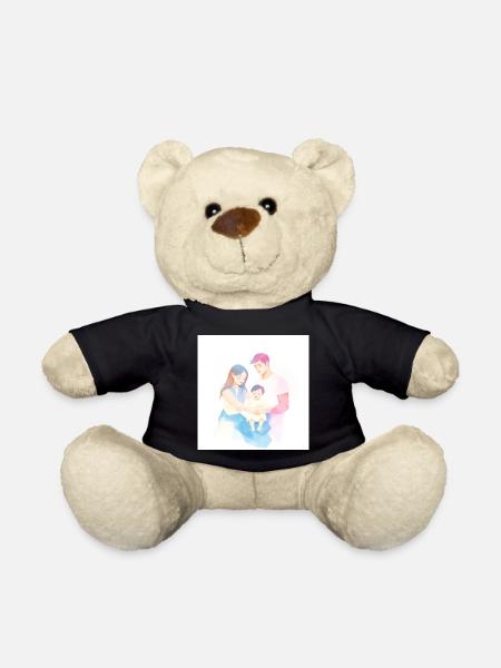 Cute and modern family illustration - Teddy Bear - black