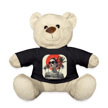 Collage de t-shirts rétro - Nounours - noir - Devant