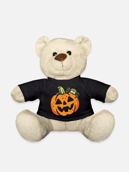 Lustiger Halloween-Kürbis mit Spinne - Teddy - Schwarz