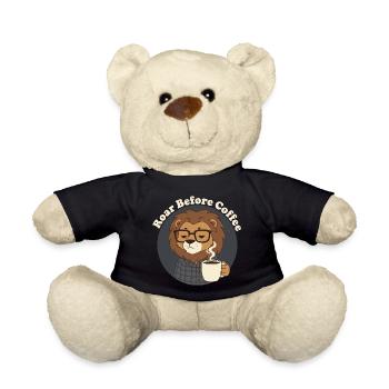 Not Before Coffee Lion with Coffee - Teddy Bear - black - Front