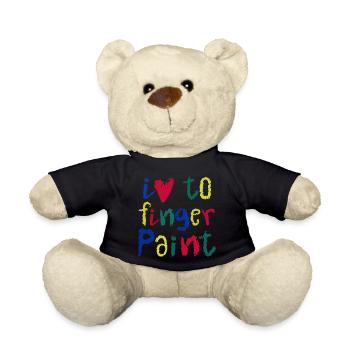 I Love Finger Paints | Painting Fun Design Kids - Teddy Bear - black - Front