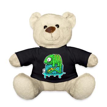 Chameleon Energy Drink Can. Cartoon Comic Grafitti - Teddy Bear - black - Front