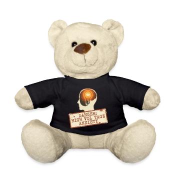 High Voltage Anxiety Warning Sign - Teddy Bear - black - Front
