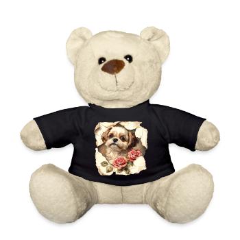 Shih Tzu Blumen - Teddy - Schwarz - Vorne