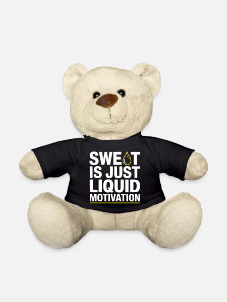 Sweat Is Just Liquid Motivation – Gym Saying - Teddy Bear - black