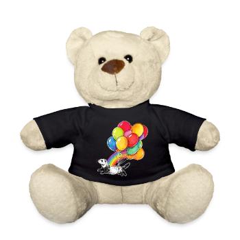 Ferret Balloons and Rainbow - Teddy Bear - black - Front