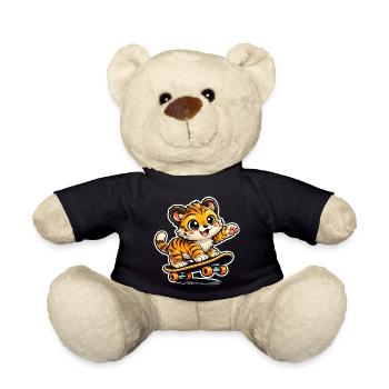Süßer Tiger Skateboard Abenteuer - Teddy - Schwarz - Vorne