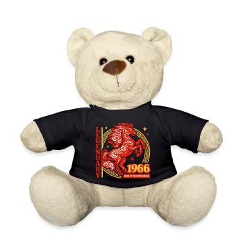 1966 Fire Horse Legend 60th Birthday Gift - Teddy Bear - black - Front