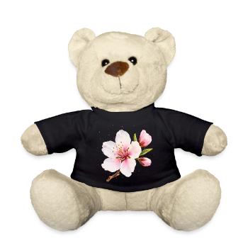 Almond Blossom Pink Spring Flower - Teddy Bear - black - Front