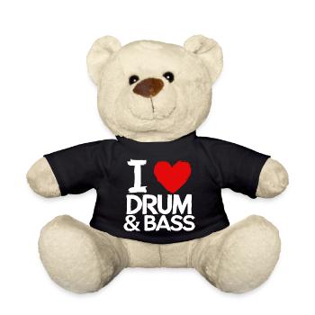 I Love Drum & Bass Grunge Music Drummer Funny - Teddy Bear - black - Front