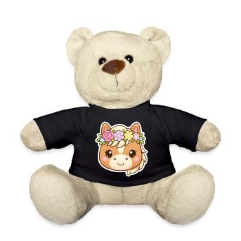 Blumenkranz Pferd Cartoon animal Pferde liebe - Teddy - Schwarz - Vorne