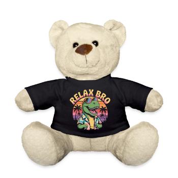 Relax Bro Retro T-Rex Dinosaur - Teddy Bear - black - Front