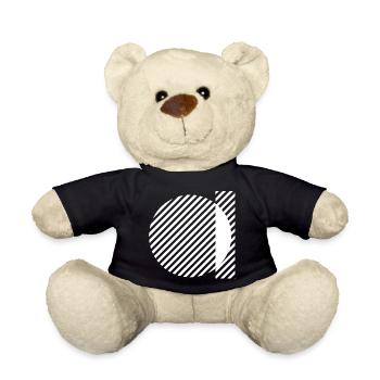 Geometric Stripe Circles Monochrome Pattern - Teddy Bear - black - Front