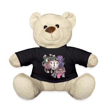 Rollenspiel Tabletop D20 Würfel Geschenk Fail - Teddy - Schwarz - Vorne