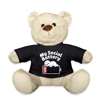 Social Battery Introvert Dead Battery Battery - Teddy Bear - black - Front