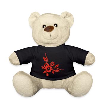 Rote Blüten - Teddy - Schwarz - Vorne