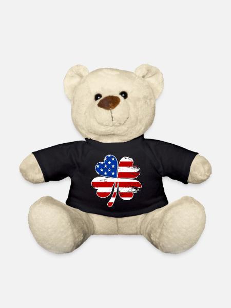 USA Flagge Vierblättriges Kleeblatt - Teddy - Schwarz