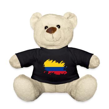 Kolumbien Flagge Farbklecks Farbspritzer - Teddy - Schwarz - Vorne