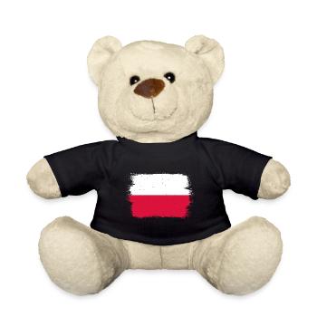 Polen Flagge Used Look Polska Polnische Fahne - Teddy - Schwarz - Vorne
