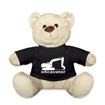 Bagger Bauarbeiter Bau Tiefbau Baggern Baumaschine - Teddy - Schwarz - Vorne