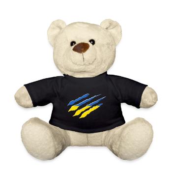 Ukraine Flag Scratch Claws Cut Scratch Mark - Teddy Bear - black - Front