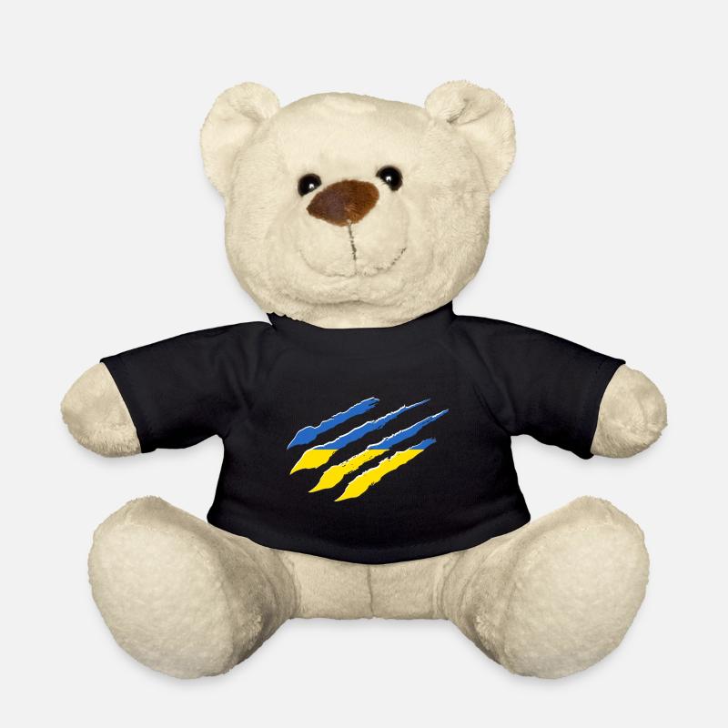 Ukraine Flag Scratch Claws Cut Scratch Mark - Teddy Bear - black