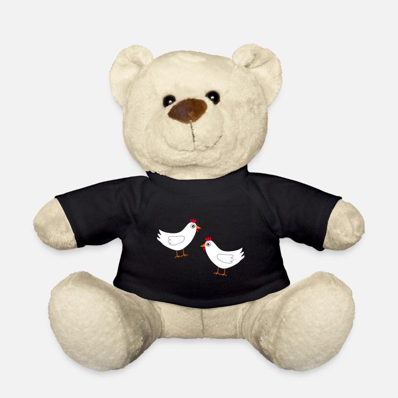 Huhn weiß weiße Hühner Hennen Ostern - Teddy - Schwarz