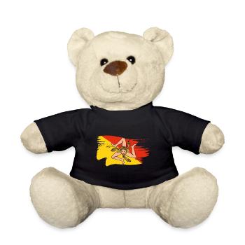 Sizilien Flagge Trinacria Sizilianische Fahne - Teddy - Schwarz - Vorne
