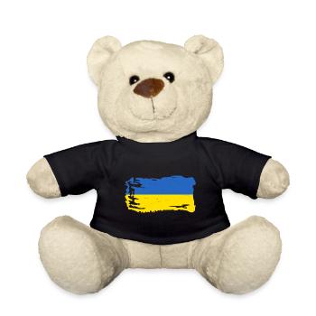 Ukraine Flag Vintage Ukrainian Flag Used Look - Teddy Bear - black - Front
