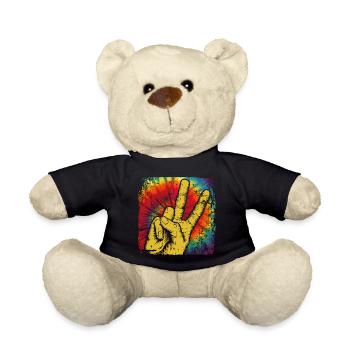 Peace Frieden Hippie - Teddy - Schwarz - Vorne