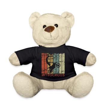 Motocross retro - Dirtbike, Motorrad, Biker - Teddy - Schwarz - Vorne