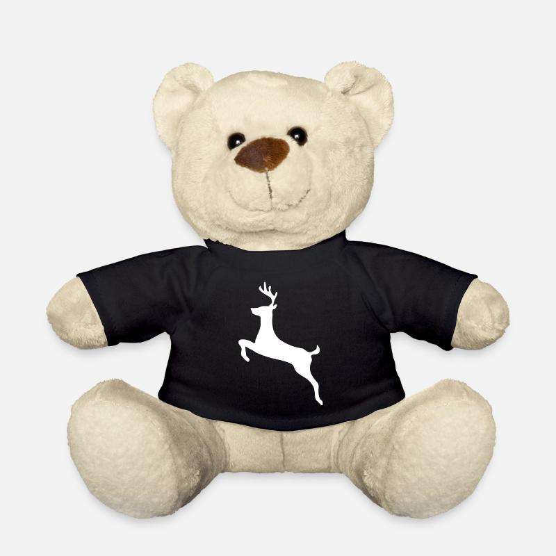 Hirsch Winter Motiv Weihnachten Geschenk TShirt - Teddy - Schwarz