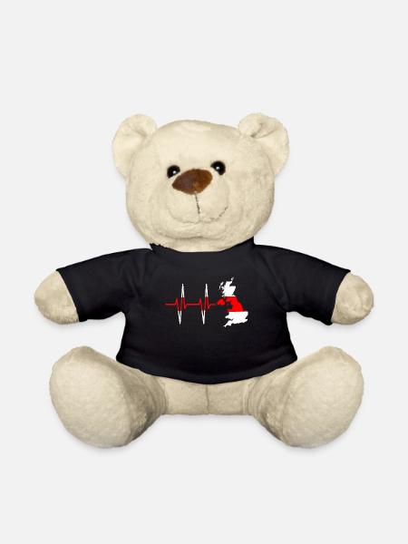 Heartbeat England - Pulse, English, Gift - Teddy Bear - black