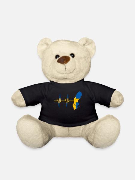 Herzschlag Schweden- Puls, Schwedisch, Geschenk - Teddy - Schwarz