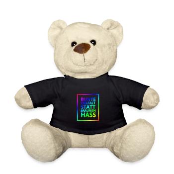 Rassismus Menschenrecht Antifa Faschismus Geschenk - Teddy - Schwarz - Vorne