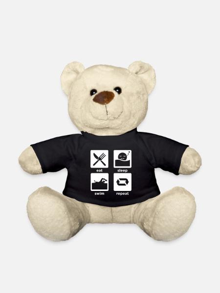 eat sleep swim repeat - Teddy Bear - black
