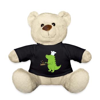 Dino T-Rex Chef Koch bei der Arbeit - Teddy - Schwarz - Vorne