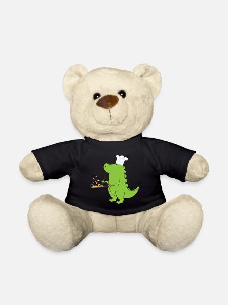 Dino T-Rex chef cook at work - Teddy Bear - black