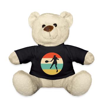 Tennis Tennisspieler Silhouette Geschenk - Teddy - Schwarz - Vorne