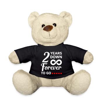 2 Years Down forever to Go Hochzeitstag Geschenk - Teddy - Schwarz - Vorne