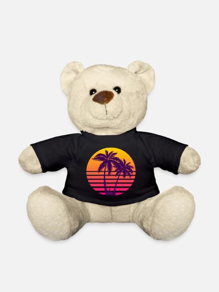 Outrun Retro Sonne Palmen - Teddy - Schwarz