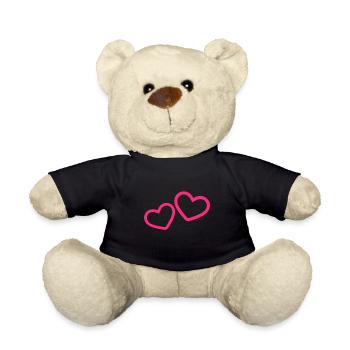 Two Hearts Heart Pink - Teddy Bear - black - Front