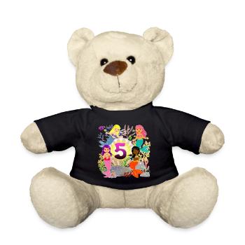 5. Geburtstag Mädchen Meerjungfrau ich bin 5 Jahre - Teddy - Schwarz - Vorne