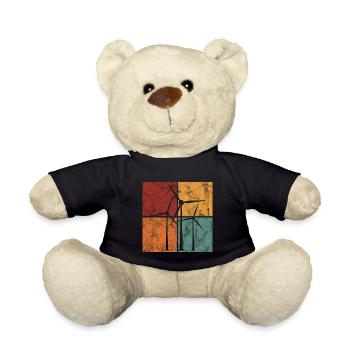 Wind energy wind power wind turbine power plant - Teddy Bear - black - Front