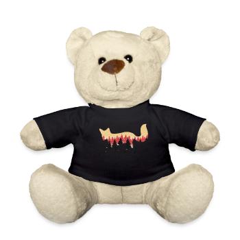 Fox foxes woodland woodland animals silhouette woods animal - Teddy Bear - black - Front