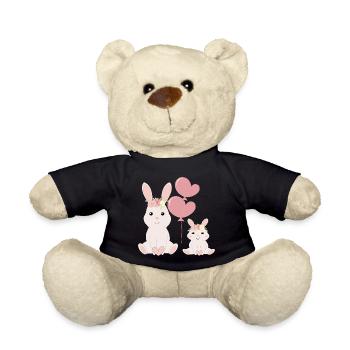 Cute bunnies bright - Teddy Bear - black - Front