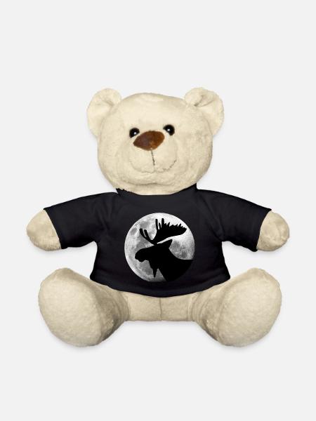 Elch im Vollmond Wald Tier - Teddy - Schwarz